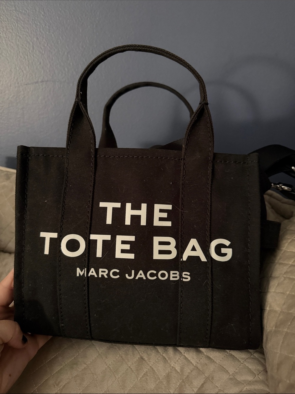 Marc Jacobs Black Canvas Mini Tote with White Logo